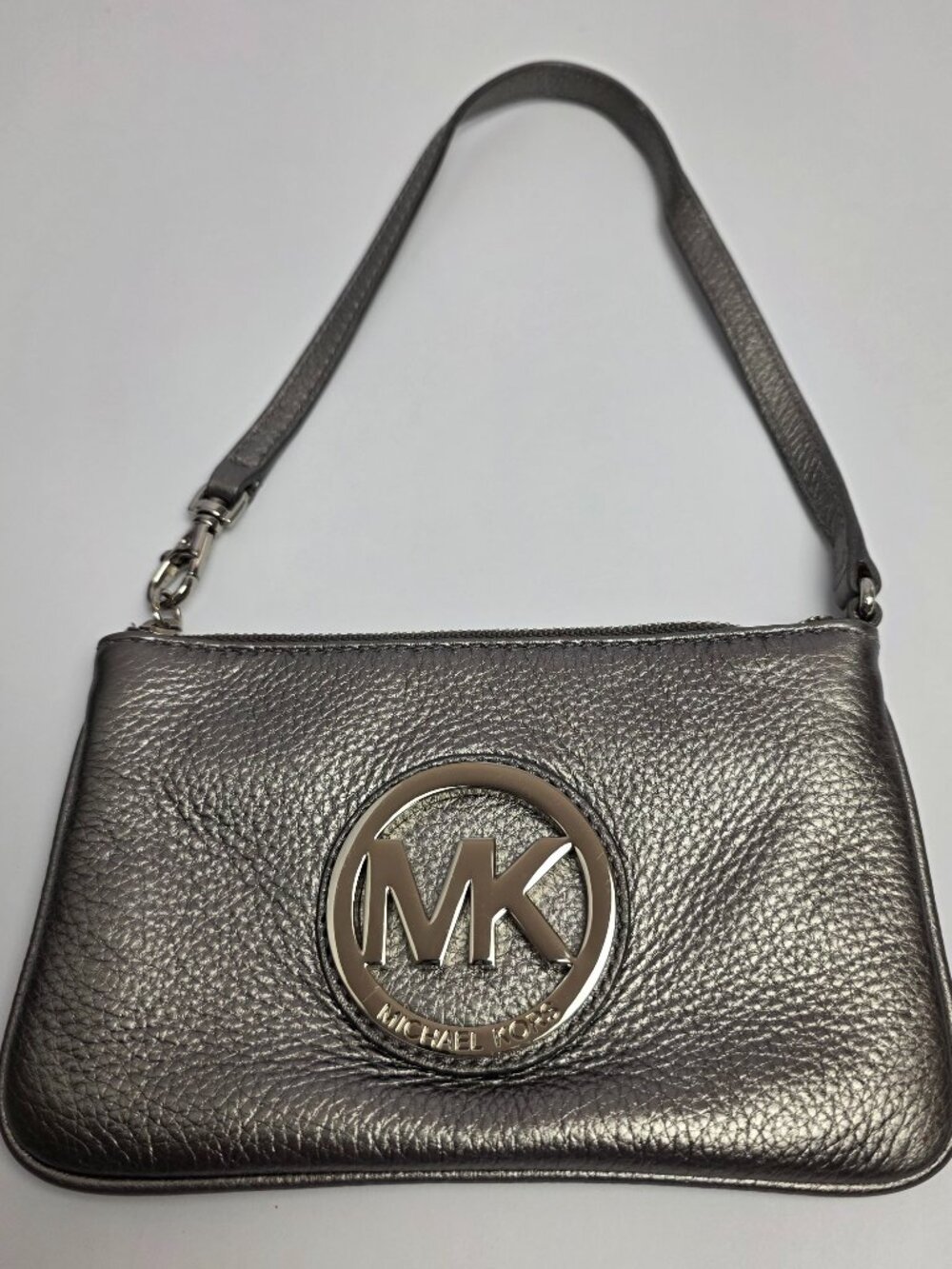 Michael Kors Gray MK Logo Wristlet Handbag Clutch Bag Wallet